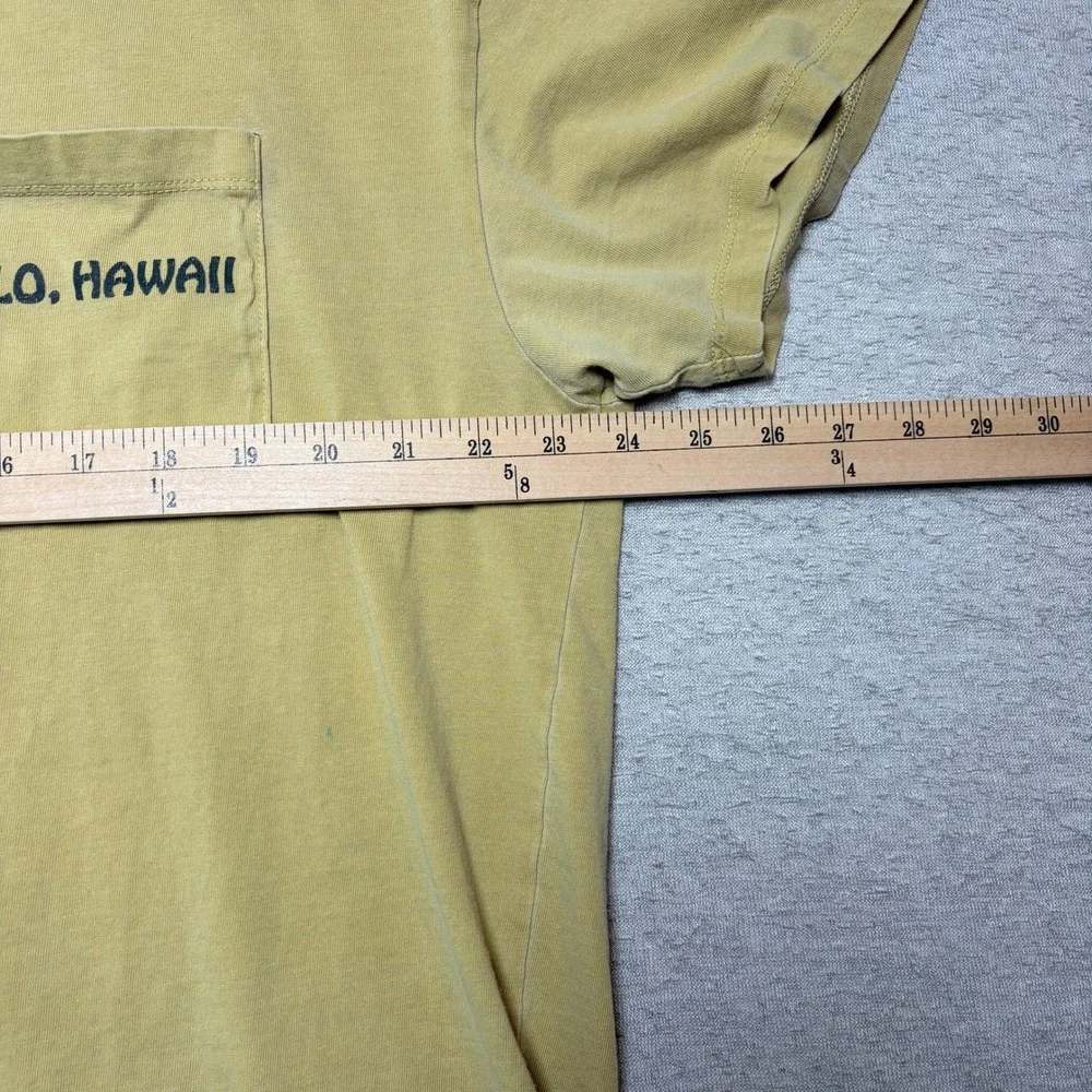 Mens Tshirt XL Yellow Hilo Hawaii Pocket Souvenir Tropical Cotton Tee